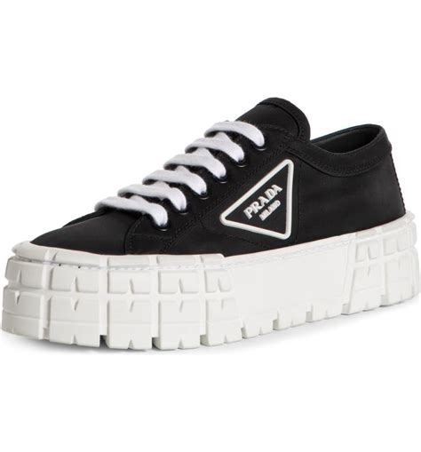 prada logo platform sneaker|black high top prada sneakers.